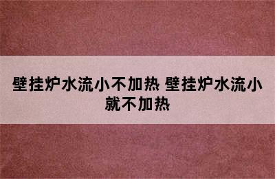 壁挂炉水流小不加热 壁挂炉水流小就不加热